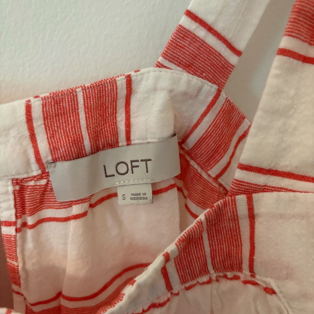 Loft Red & White Striped Babydoll Style Tank Top - Size S - Picture 5 of 9